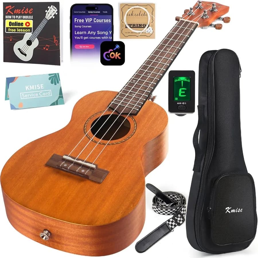Professional Ukulele in 23 inch concert mahogany for adult beginners with free online lessons Complete starter kit included Gig Ba