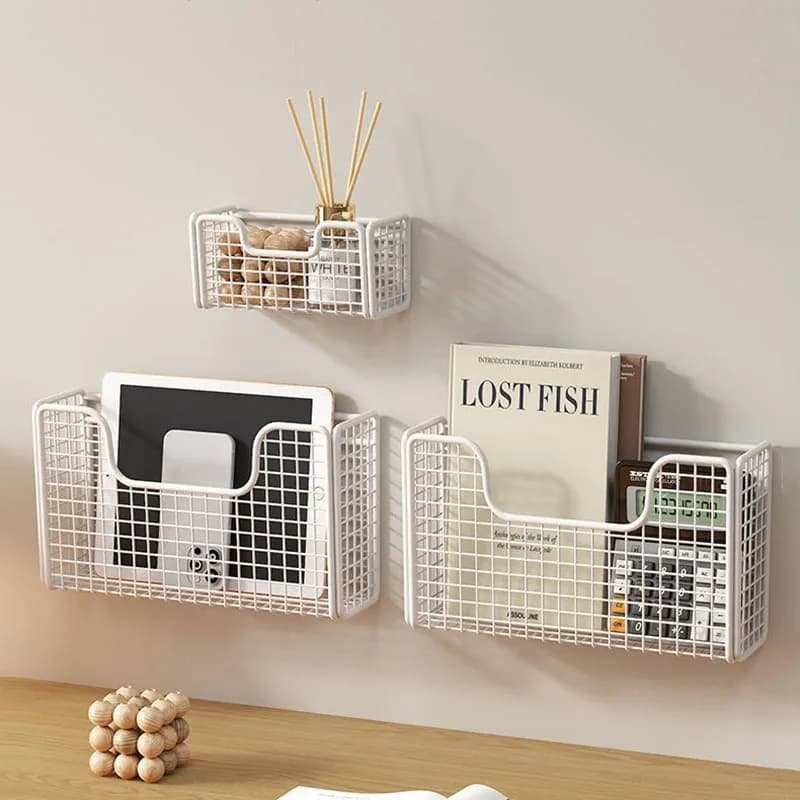 Portaoggetti da cucina senza foratura per ante di armadietti, scaffale in ferro, porta pellicola alimentare da parete, scaffale per frigorifero da bagno