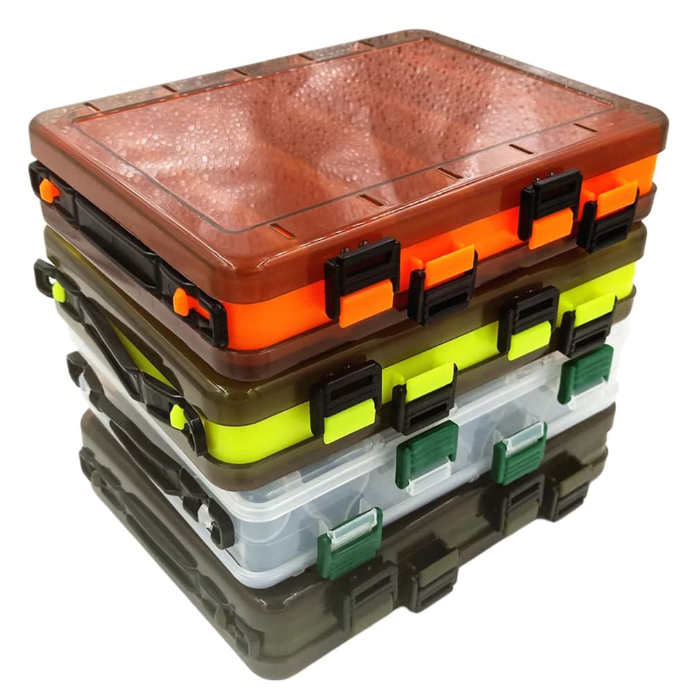 1x Fishing bait box 14 compartments Fishing accessories Bag for bait hooks Double-sided fishing gear boxes