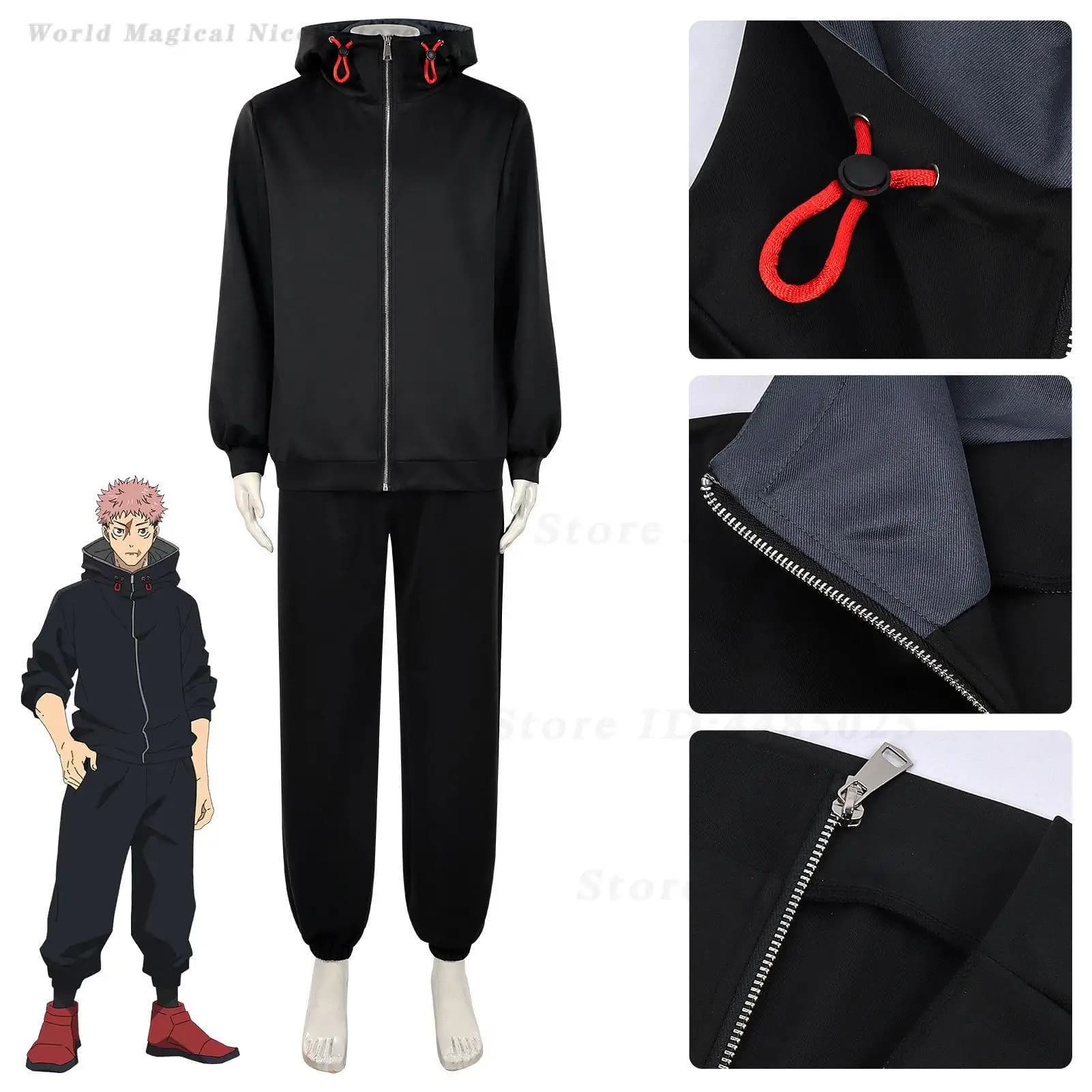 Anime Battle Themed Hoodie Cosplay Full Set, Teenagers Role Play Outfit for Halloween Comic Con Stage Performance