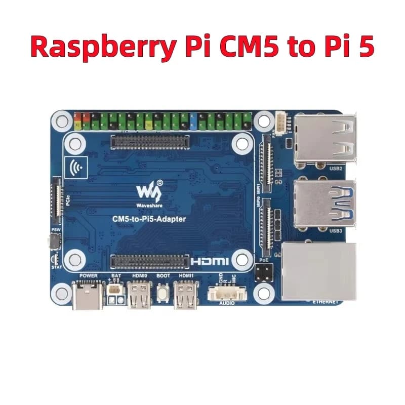 Scheda di Espansione Raspberry Pi CM5 a Pi 5 con Microfono USB e Porta Audio Waveshare CM5-To-Pi5-Adapter