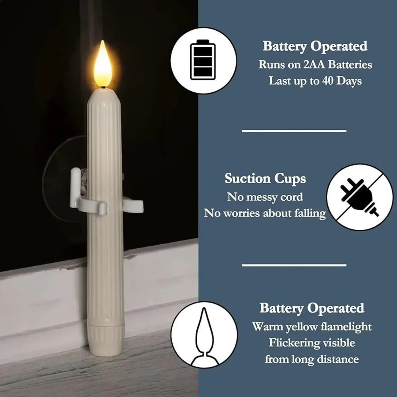 Candele per finestre Candele finte a LED Lampada di aspirazione senza fiamma da 7 pollici con sensore per uso interno Decorazioni per il compleanno di Halloween del Ringraziamento