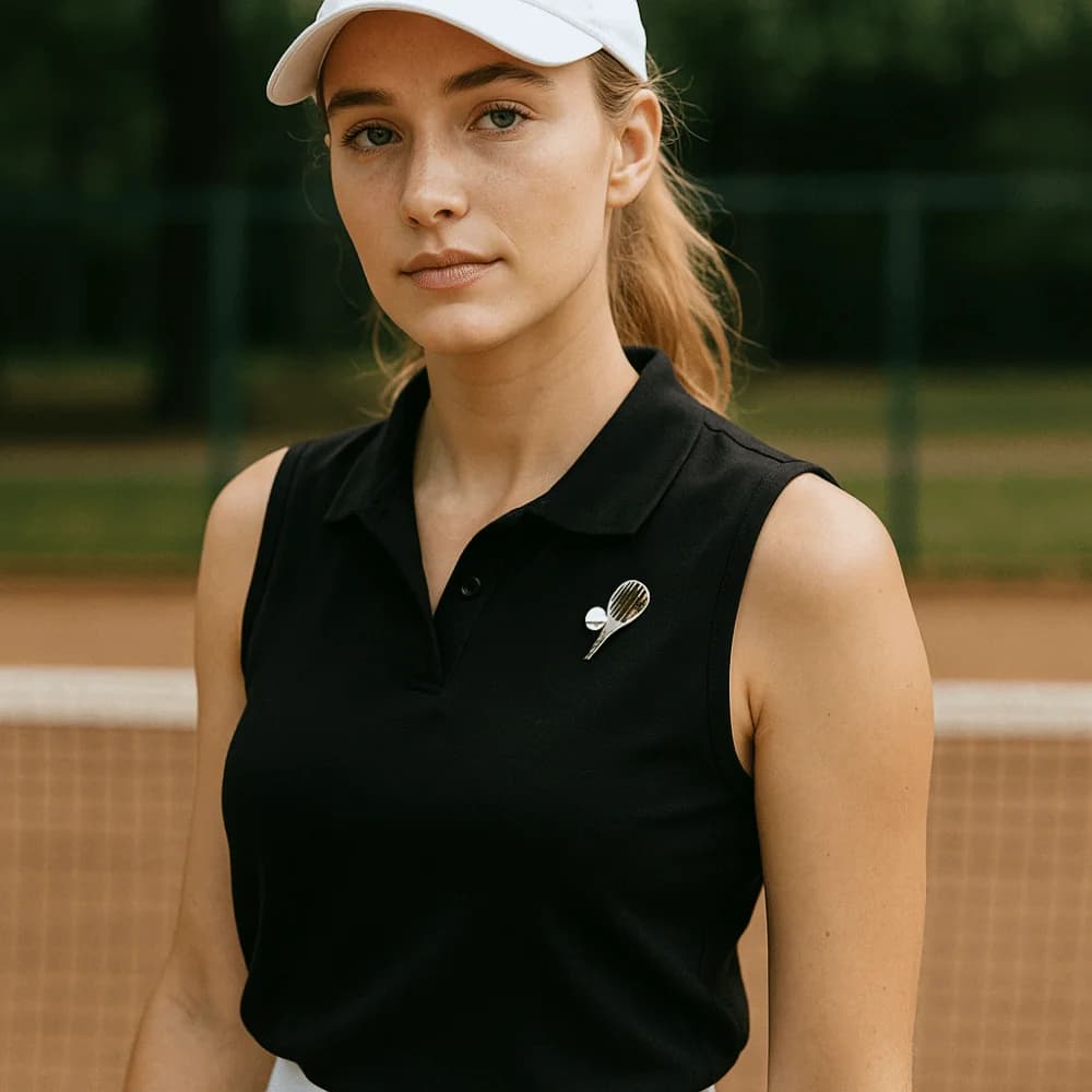 Unique Spilla in Alloy Shape Tennis Rack with Zirconia, Distinctive Vintage in Polished Metal, Golden Spill Korean Style Womens