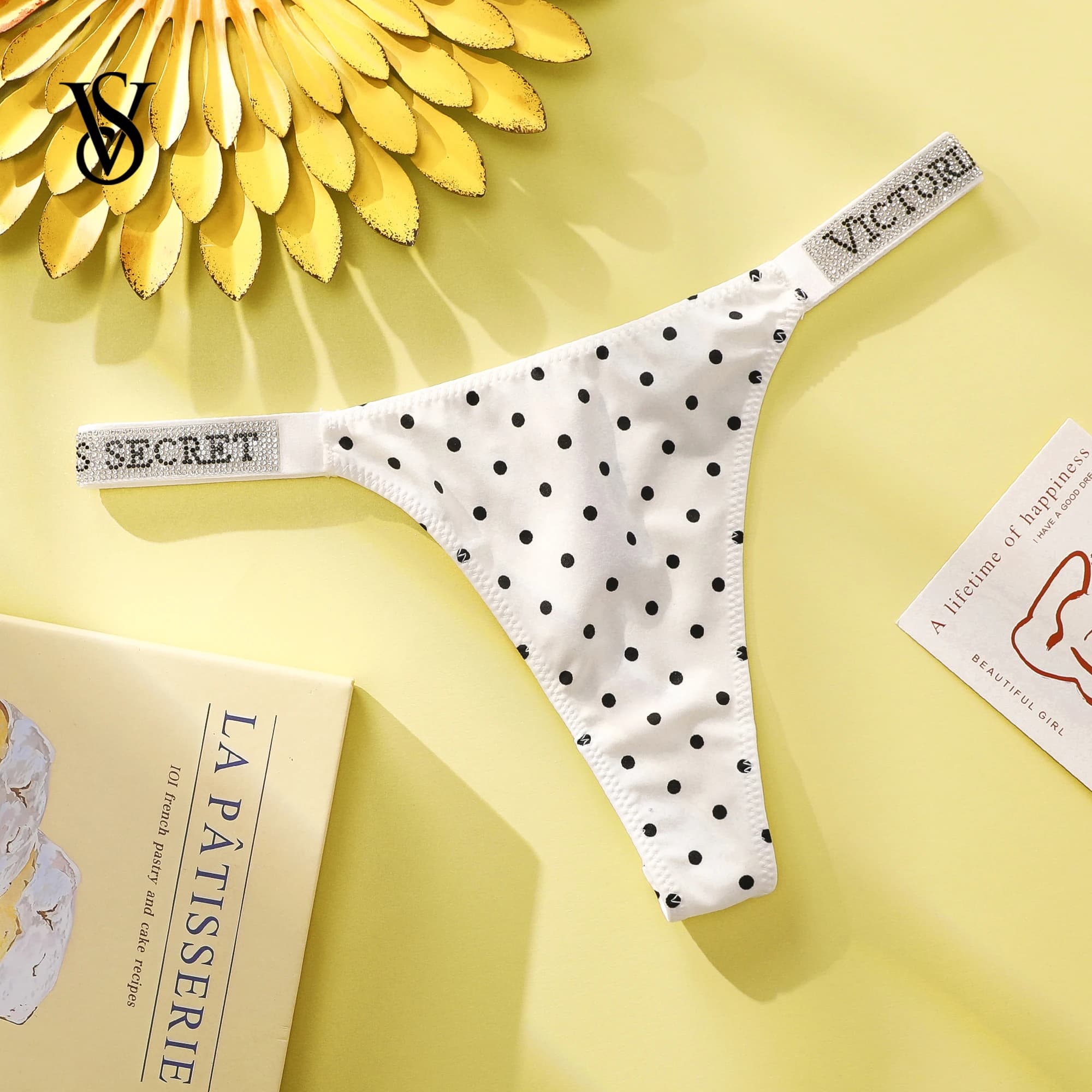 Victoria Secret Very Sexy Shine Script Polka Dot Thong Women Underwear Sexy Lingerie G String Hot Sale