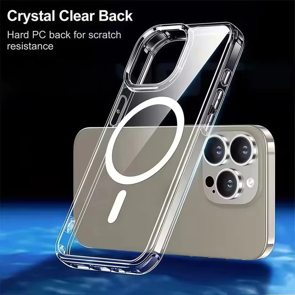 For Magsafe Case iPhone 18 17 16 15 14 13 12 11 Pro Max Plus Mini Air 16e 17e Clear Hybrid Magnetic Shockproof Acrylic Cover