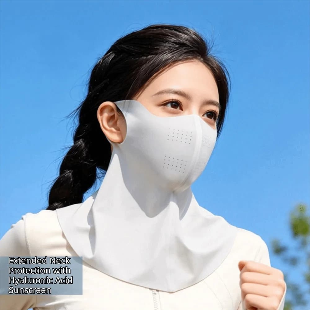 Maschera estiva regolabile in seta ghiaccio, anti-UV, traspirante, protezione solare per collo e viso, velo sottile, maschera Gini per pesca