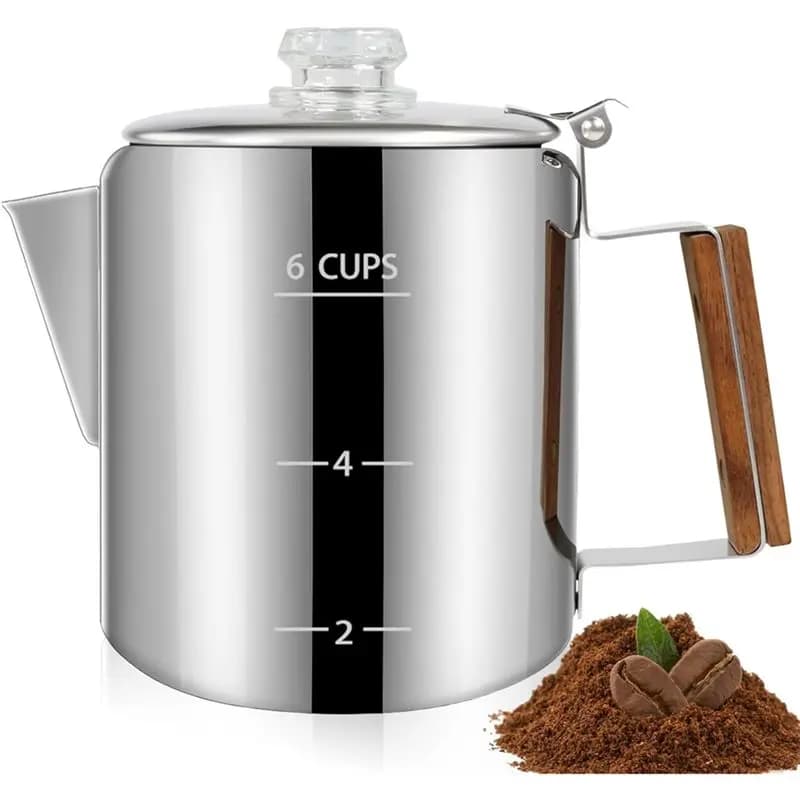 ABFU-Per la casa e il campeggio Caffettiera da 6 tazze Caffettiera in acciaio inossidabile 304 con manico Piano cottura Mocha 1000 ml