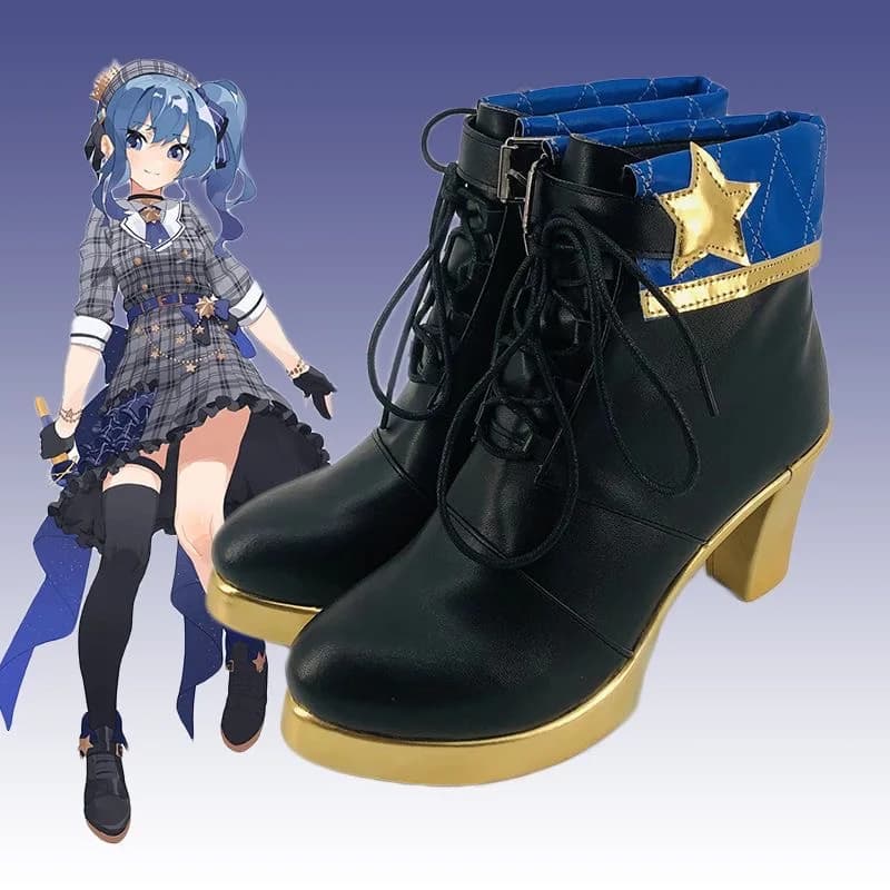 Hoshimachi Suisei Shoe Cosplay Anime Shoes Women PU Leather Boots