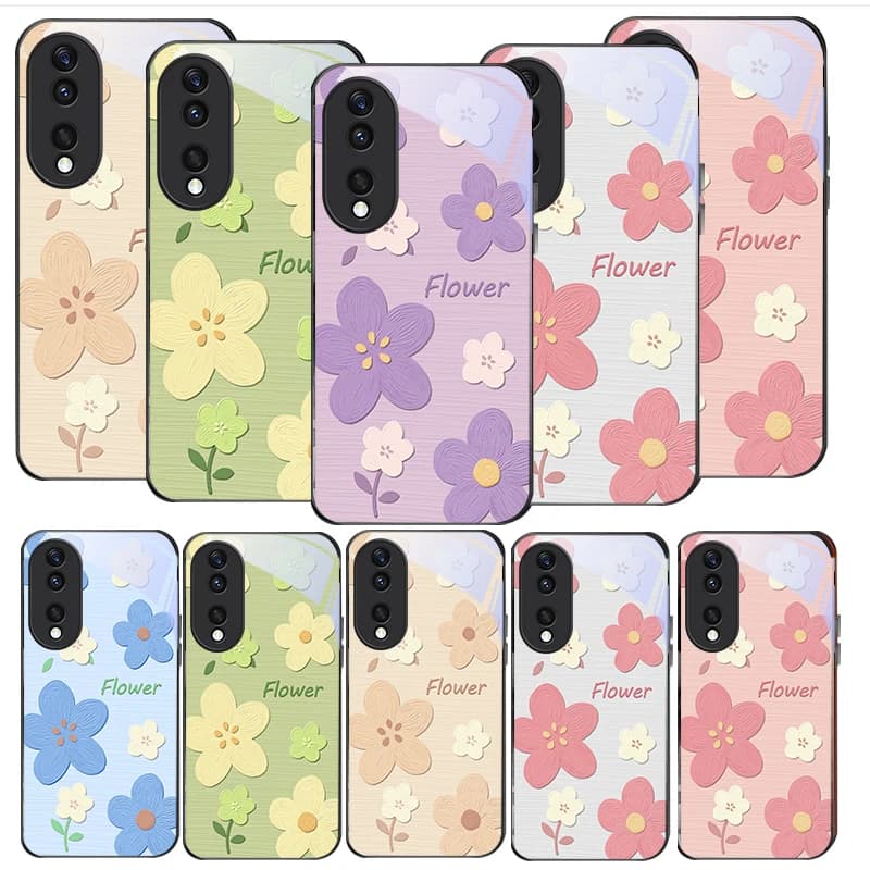 Light Purple Mist Garden For Honor X5 Plus X30 X9c Smart X5b X9a X30 Max X50i 30 Pro 50 Pro 70 90Smart 200 Lite Glass Phone Case