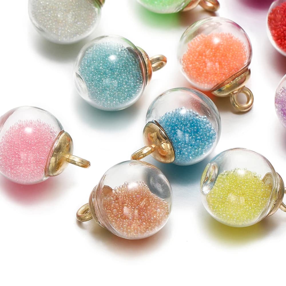 10 pezzi di ciondoli sabbie mobili sfera di vetro trasparente 16mm pendenti risultati per orecchini collana pendente gioielli fai da te che fanno forniture