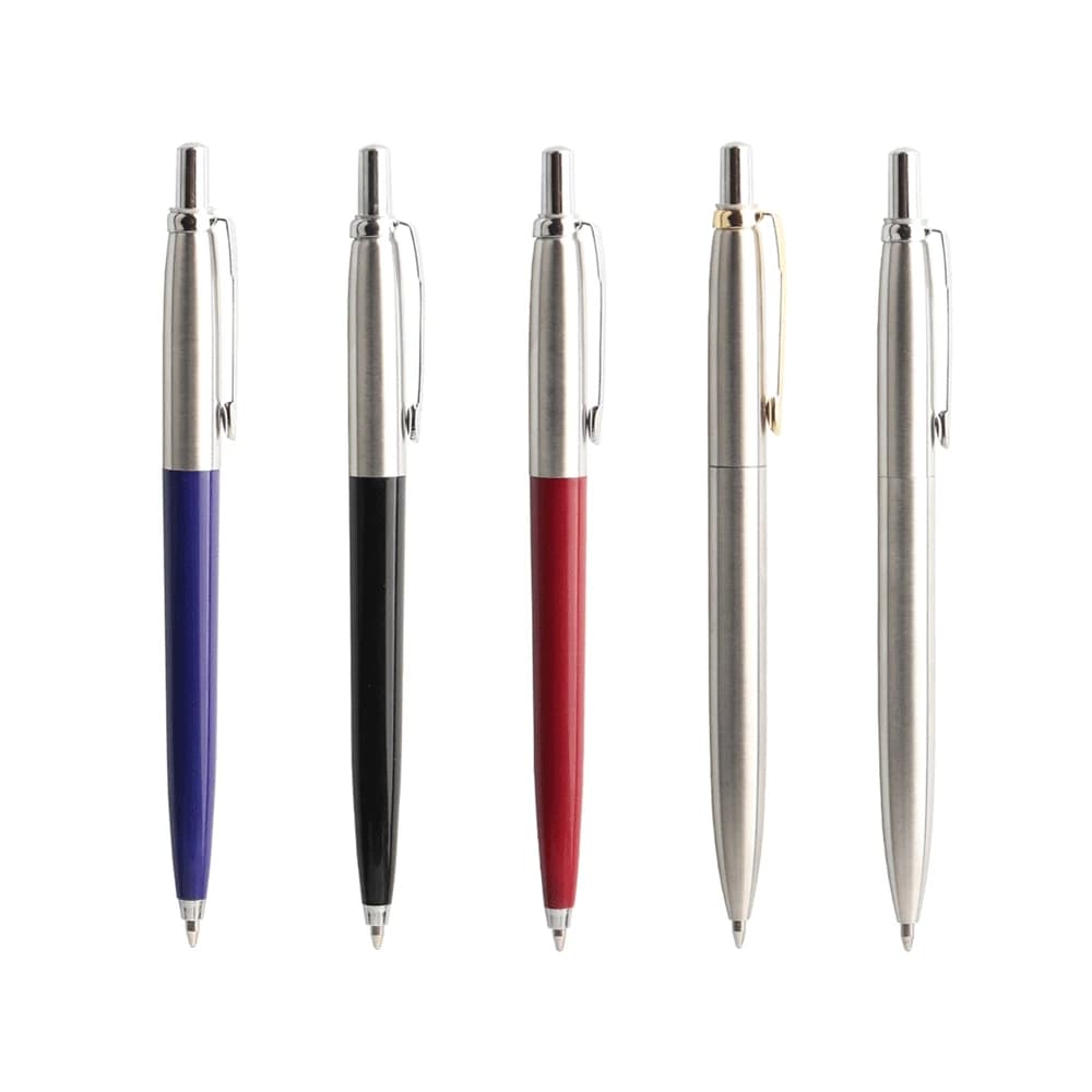 5Pcs Metal Ballpoint Pens Set,G2 Refill Blue Ink Automatic Pens, Promotional Writing Pens for School Office Stationery Metal Pen
