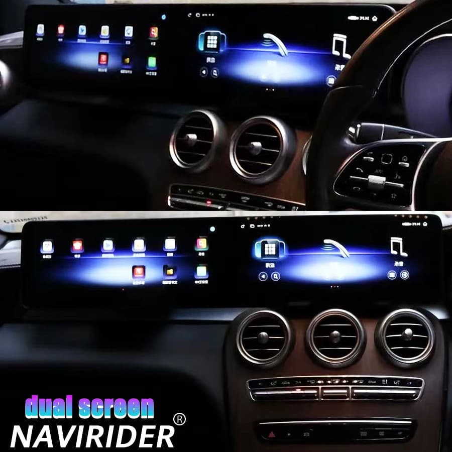 12.3inch +12.3inch RHD Dual Screen GPS Carplay For Mercedes Benz C GLC NTG 5.0 6.0 Android 15 Car radio 128G Bluetooth stereo