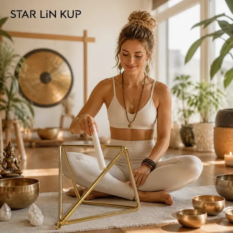 STAR LIN KUP Golden Pyramid Crystal Singing Bowl for Chakra Healing Meditation Yoga Sound Therapy Percussion Instrument