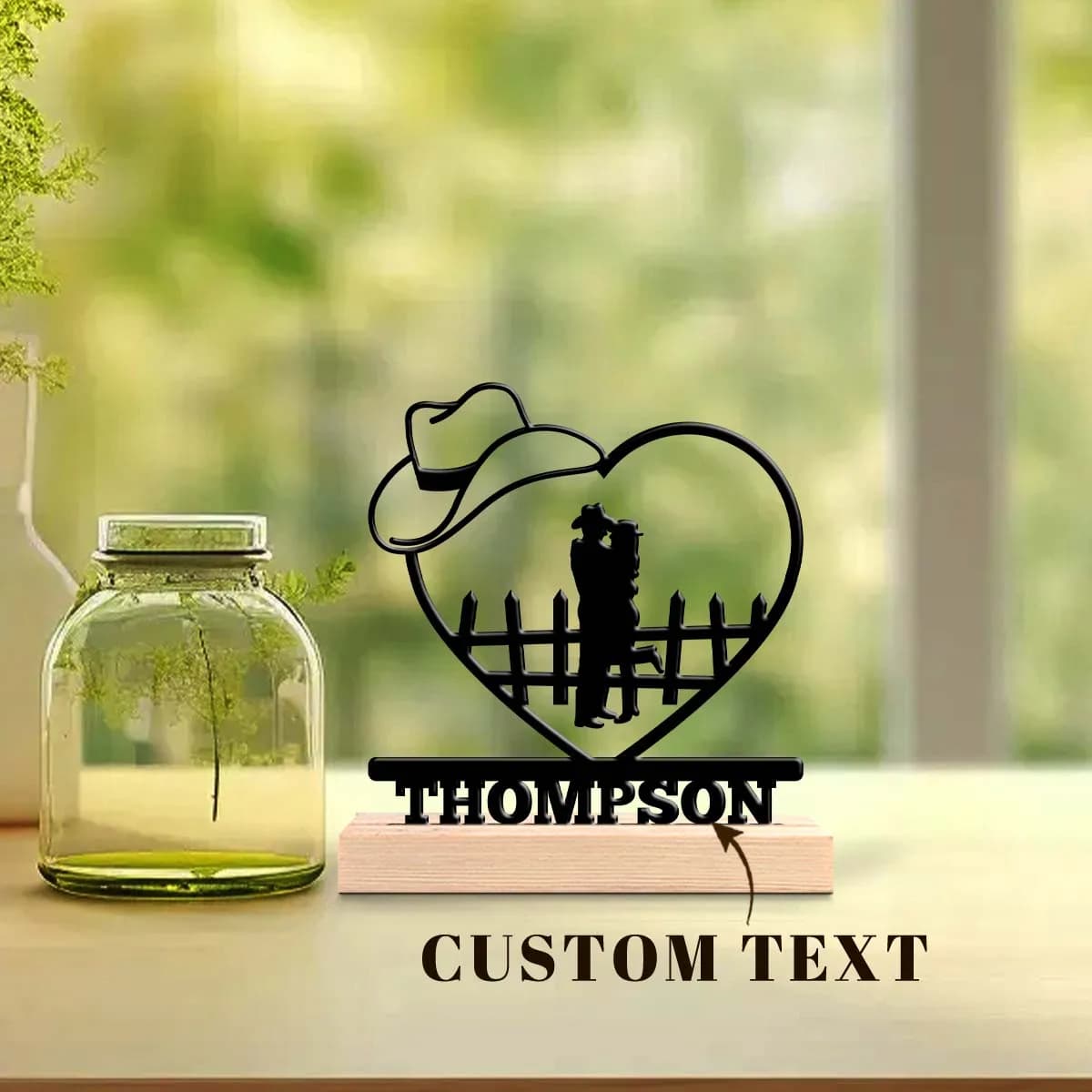 1pc Customized Metal Handicraft Ornaments Custom Name Equipped with Wooden Base Art Decoration, Desktop Decoration