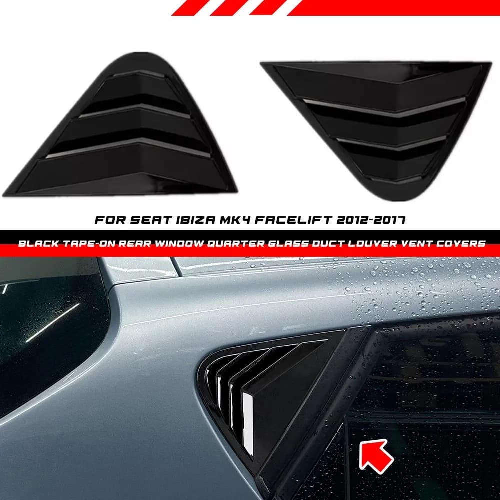 1/4 Rear Window Side Vent Shutter Louver Cover Fits For Seat Ibiza 2008-2012 Car Rear Louver Window Side Shutter Cover Trim