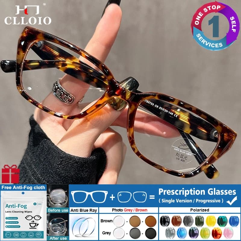 CLLOIO Fashion Street Geometric Cat Eye Occhiali da vista per miopia Donna Occhiali da lettura fotocromatici Lenti ottiche con ricetta