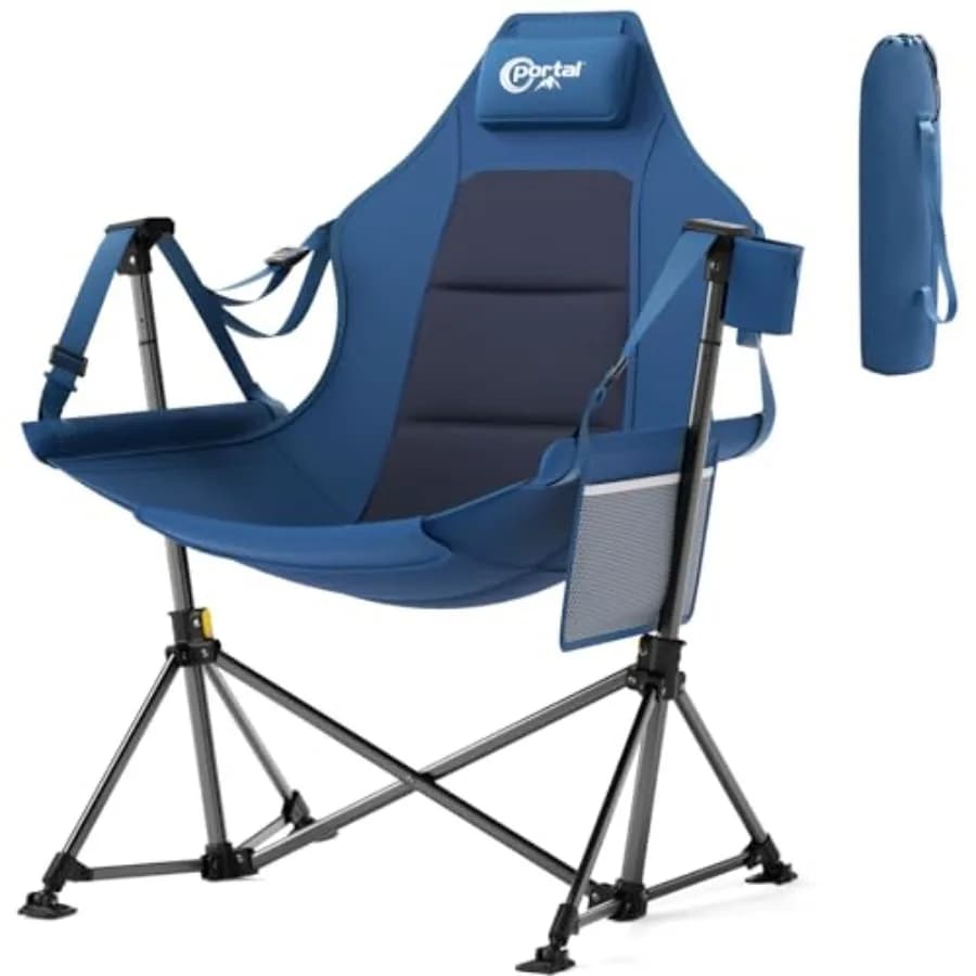 Hammock Camping Chair Heavy Duty 400lbs - Swinging Chair Outdoor with Adjustable Recline and Headrest Pillow, Portable Hammock
