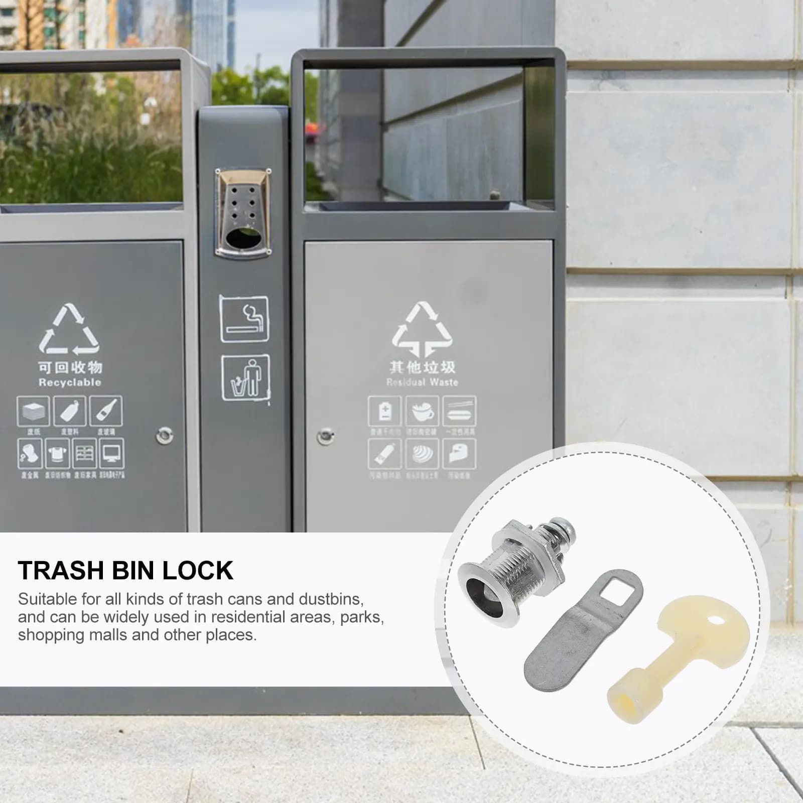 Accessorio Multifunzionale per Cestino, Pannello Elettrico, Idrante e Contenitore per Riciclo, con Chiave di Blocco Durevole per Esterni