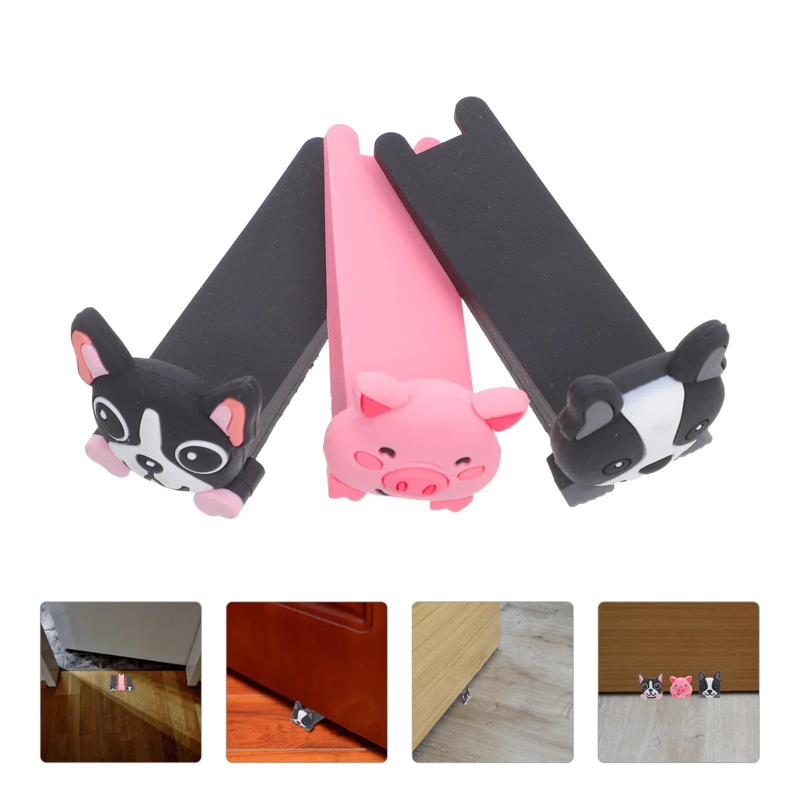 3Pcs Door Stoppers Animal Cartoon Decorative Anti Slam Door Wedge Pet Safety Home Office Floor Stop Doorstops Animals