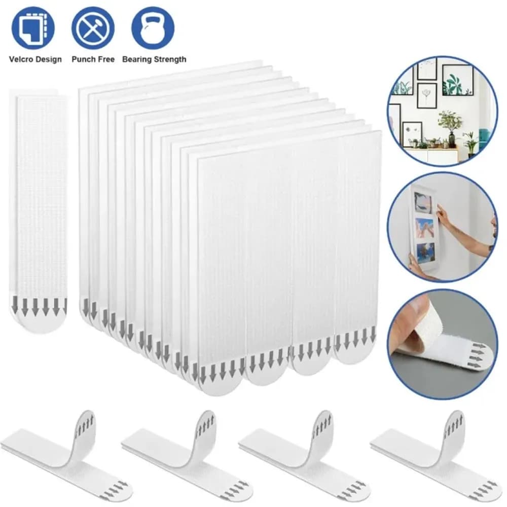 Ganci per bastoncini adesivi senza traccia gratuiti con nastro biadesivo per cornice Maigics fai-da-te per decorazioni murali per visualizzazione di foto di immagini domestiche