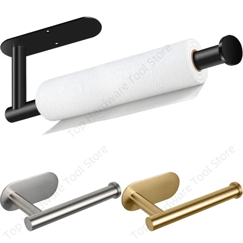 Dispenser per rotoli di asciugamani in tessuto da cucina in acciaio inossidabile da 1 pezzo, porta carta igienica autoadesiva, dispenser per asciugamani in rotolo da bagno