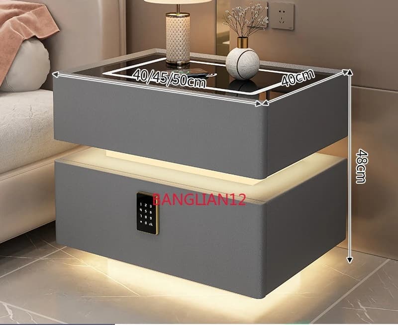 Comodino Sospeso Intelligente Moderno con Ricarica, Multifunzionale, Lusso Leggero per Camera da Letto con Serratura
