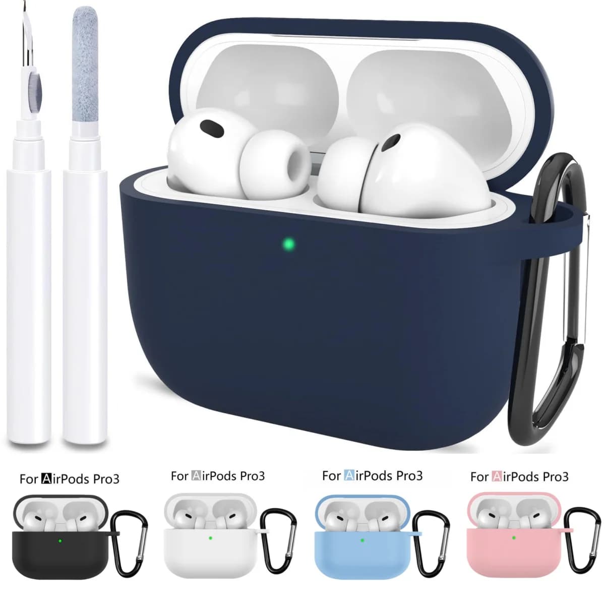 Custodia per AirPods Pro 3a Generazione, Accessori per Auricolari, Custodia in Silicone Morbido con Portachiavi e Kit di Pulizia per AirPods Pro 3