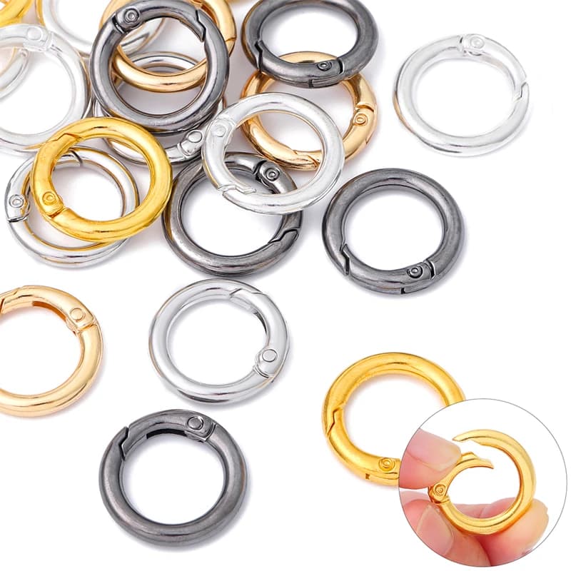 20 25 28mm 5 pz/lotto metallo O Ring chiusure a molla apribili borse portachiavi rotonde gancio cane catena fibbie connettore per gioielli fai da te