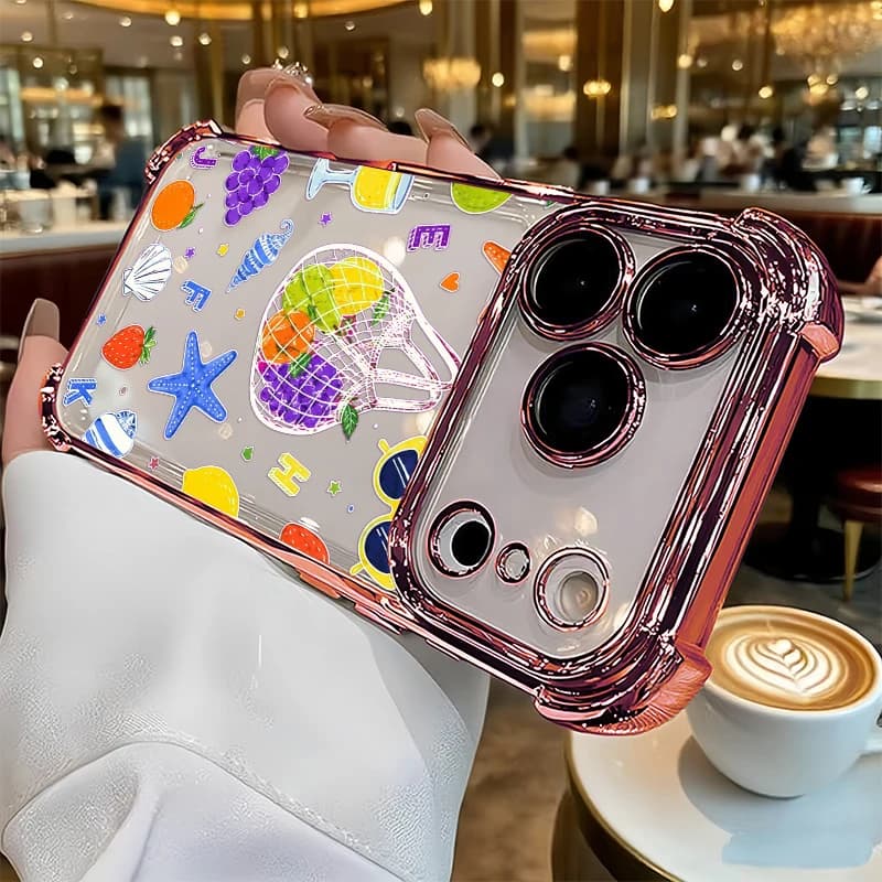 Starfish Fruits Phone Case For Iphone 18 17 Pro Air 17e 16e 16 Plus 15 Pro Max Four-Corners Slim Lightweight Silicone Cases Etui