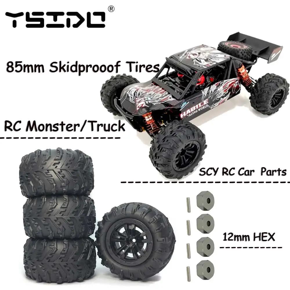 4 Pz/lotto 85mm Pneumatici Antiderraffio 12mm Esagonale Monster Truck Pneumatici per SCY 16101 Pro 16102 Pro 1:16 Off Road RC Auto RC 6034 Parti