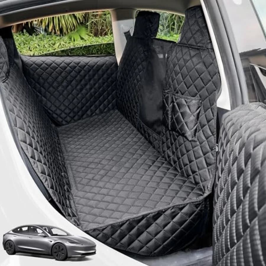 Coprisedili per Cani per Tesla Model 3 e Y, Protezioni per Portiere (2 Pezzi), Amaca per Cani 100% Impermeabile per Tesla con Rete