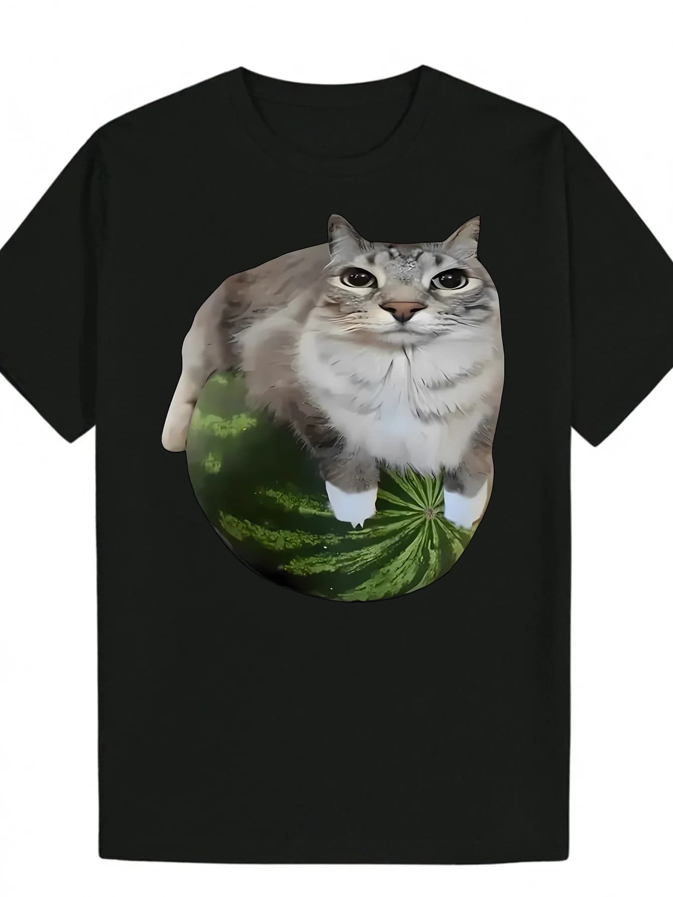 T-shirt casual estiva da uomo con divertente design con emoji di gatti