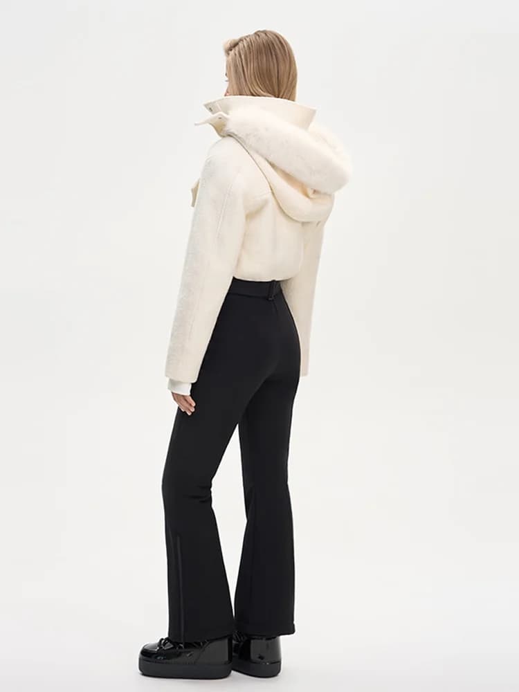 Tuta da Sci Intera con Cappuccio per Donna, Collo Alto, Cintura, Tasche, Cerniera, Aderente, Outfit Femminile alla Moda per l'Inverno