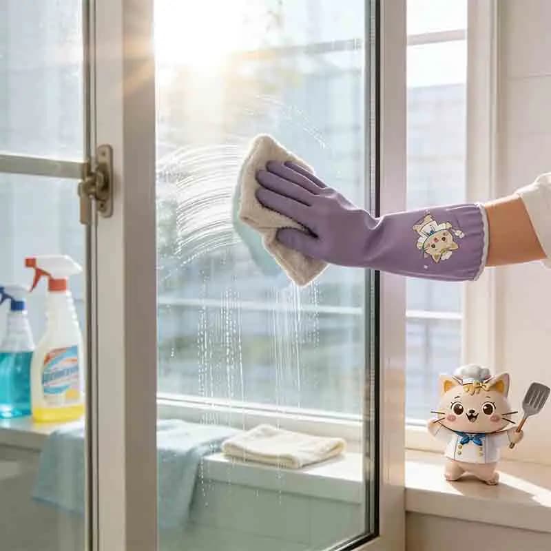 1 paio di guanti per la pulizia della casa e per lavare i piatti da donna, guanti morbidi in gomma nitrilica, impermeabili, antiscivolo e resistenti