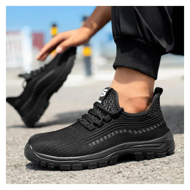 uomo casual traspirante puntale in plastica scarpe antinfortunistiche air mesh stivali da lavoro estivi lavoratore scarpe da ginnastica isolate calzature sicure proteggono