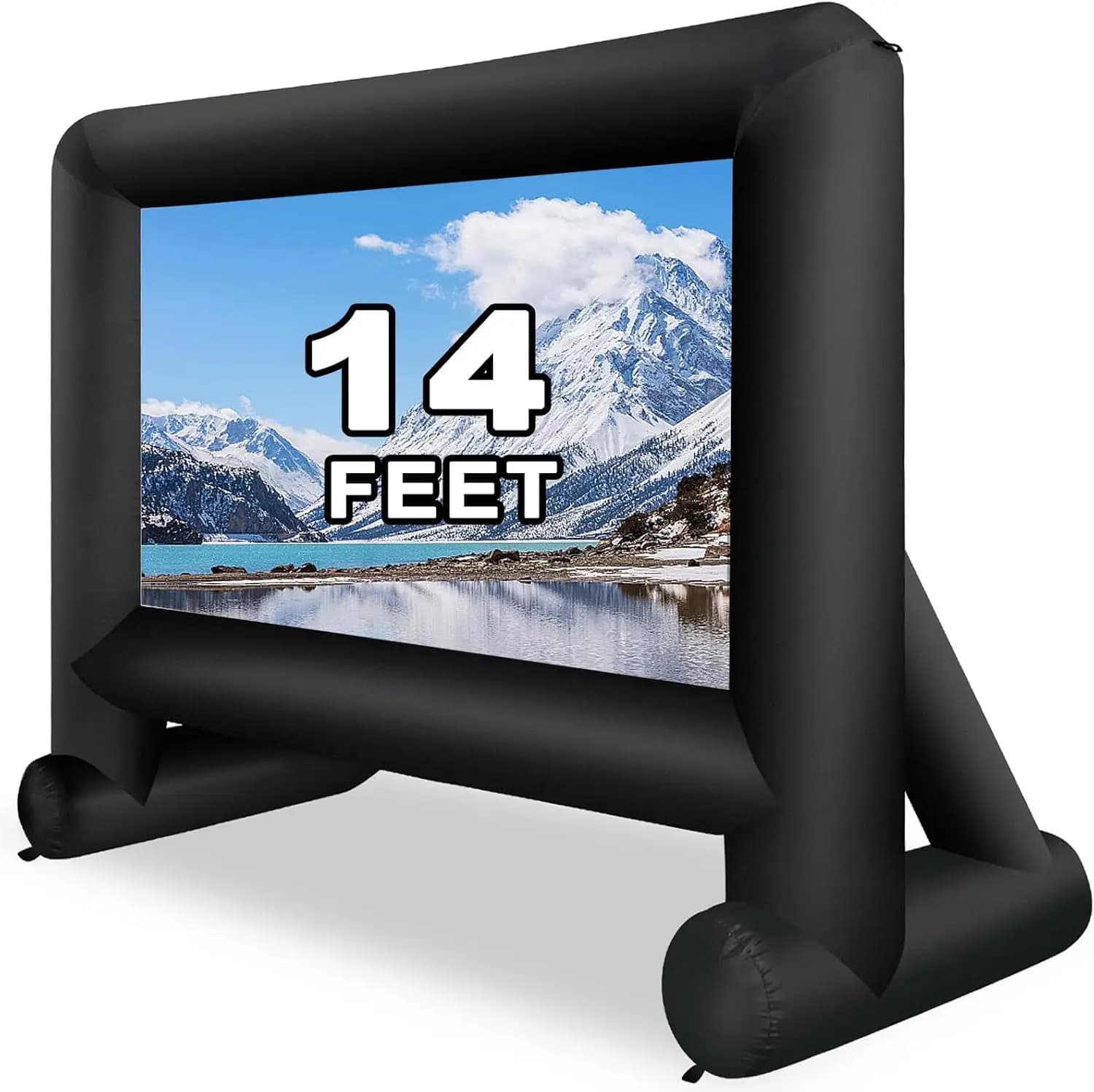 Inflatable Projector Screen 14ft Inflatable Movie Screen Outdoor with Air Blower and Storage Bag, Easy Set up, Front and Rear Pr