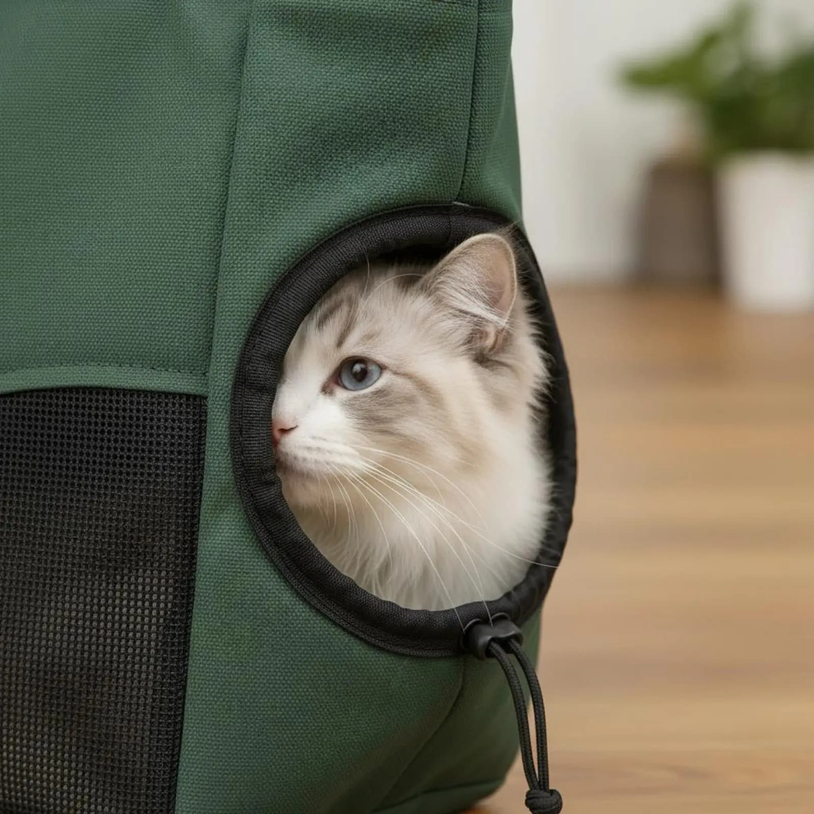 Feline Carrier Bag Woven Handles Portable Feline Carrier Travel Pet Bag Reinforced Corners Ventilated