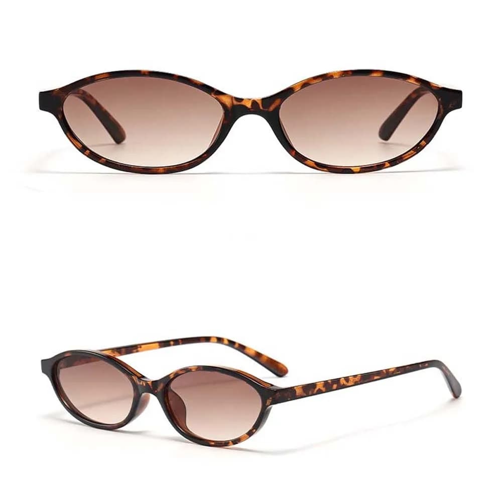 New Retro Cat Eye Sunnies PC Leopard Print Women HD Sunglasses Lightweight Elliptical Anti-UV Glasses Outdoor