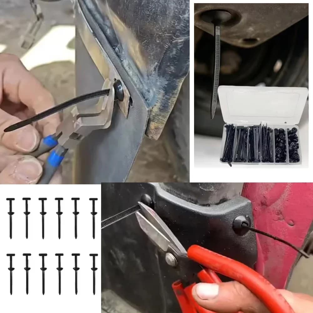 Fascette stringicavo in nylon resistenti con blocco automatico per la gestione dei cavi di parafanghi, bagagliaio e pannelli motore auto