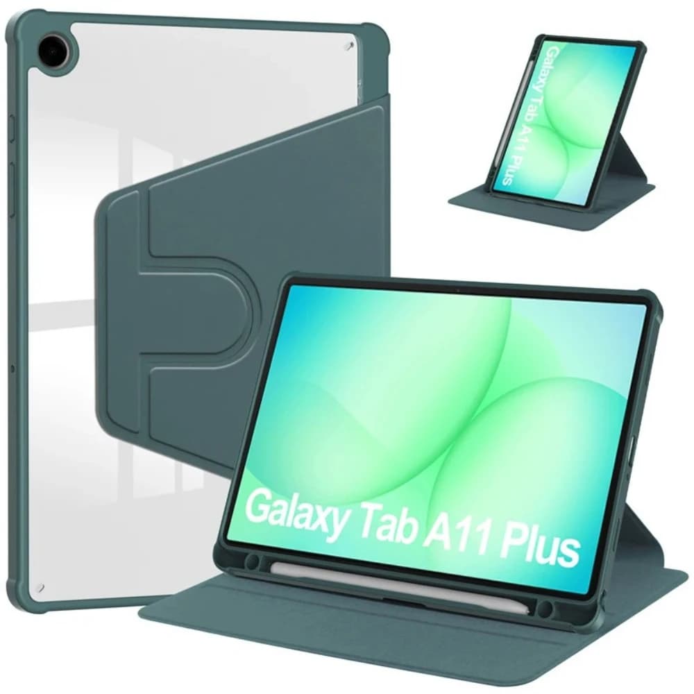 Custodia Girevole con Porta Penna per Samsung Galaxy Tab A11+(Plus) 11 pollici 2025 SM-X230 SM-X235, Cover Posteriore in Acrilico per Tablet