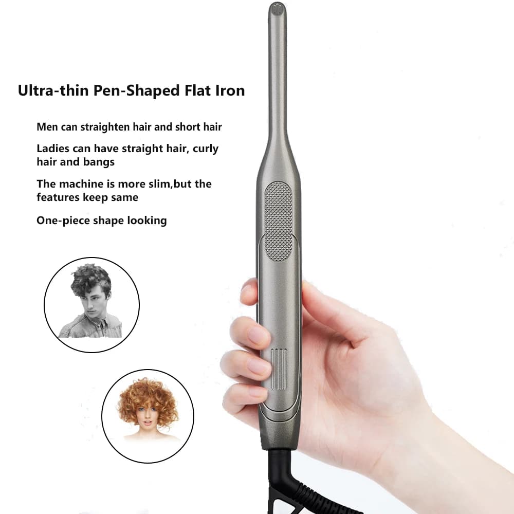 Piastra per Capelli Portatile 2 in 1 con Display LED, Spazzola Lisciante e Arricciacapelli in Ceramica Ultra Sottile per Capelli Corti