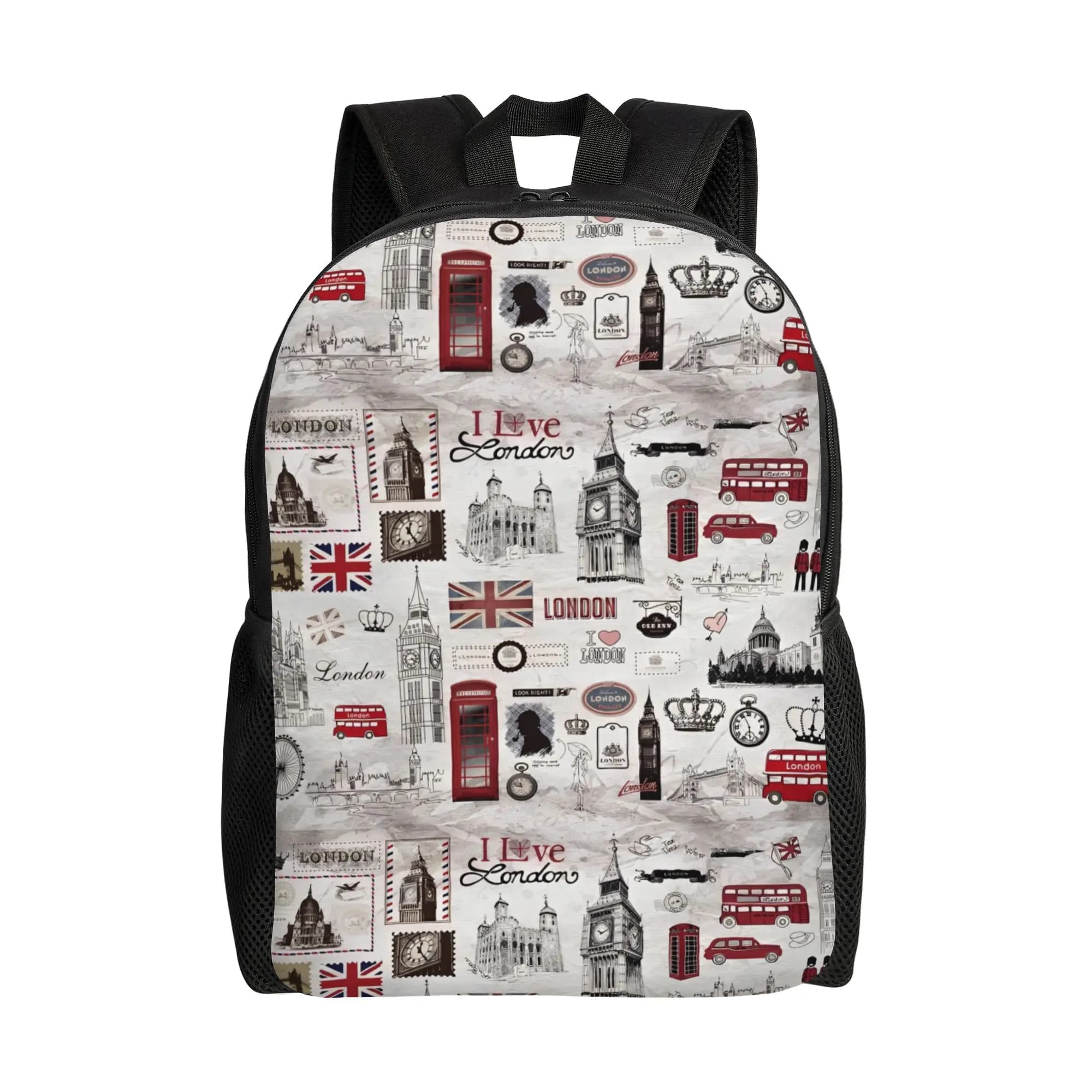 Zaino con bandiera Union Jack del Regno Unito, regalo originale per scuola superiore, lavoro, simboli britannici di Londra, zaino da giorno per uomo e donna, borsa per laptop in tela