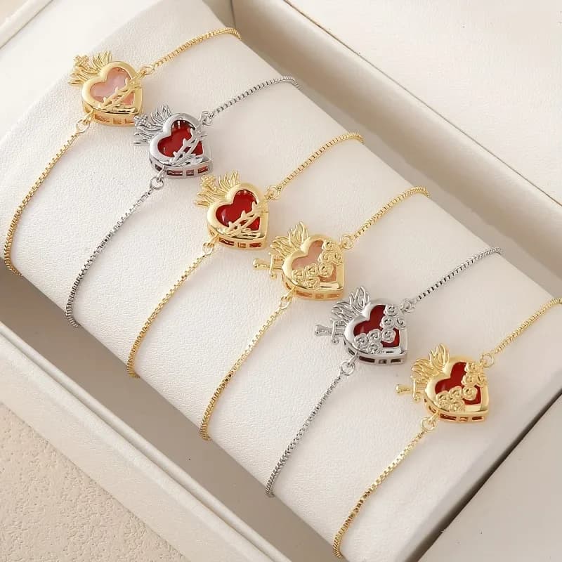 1 pezzo, braccialetto elegante con ciondolo a forma di cuore per donna - perfetto per feste quotidiane, vacanze, regali di compleanno e anniversarioivv
