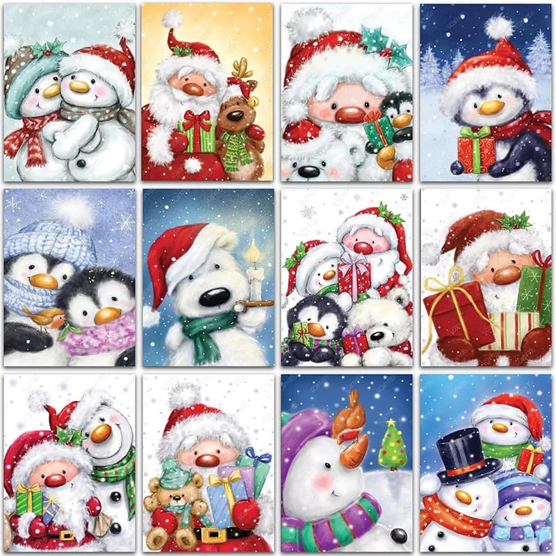 Pittura con diamanti 5D fai da te, regalo di Natale, Babbo Natale, pupazzo di neve, pinguino, mosaico quadrato e rotondo, ricamo a punto croce, decorazioni per la casa