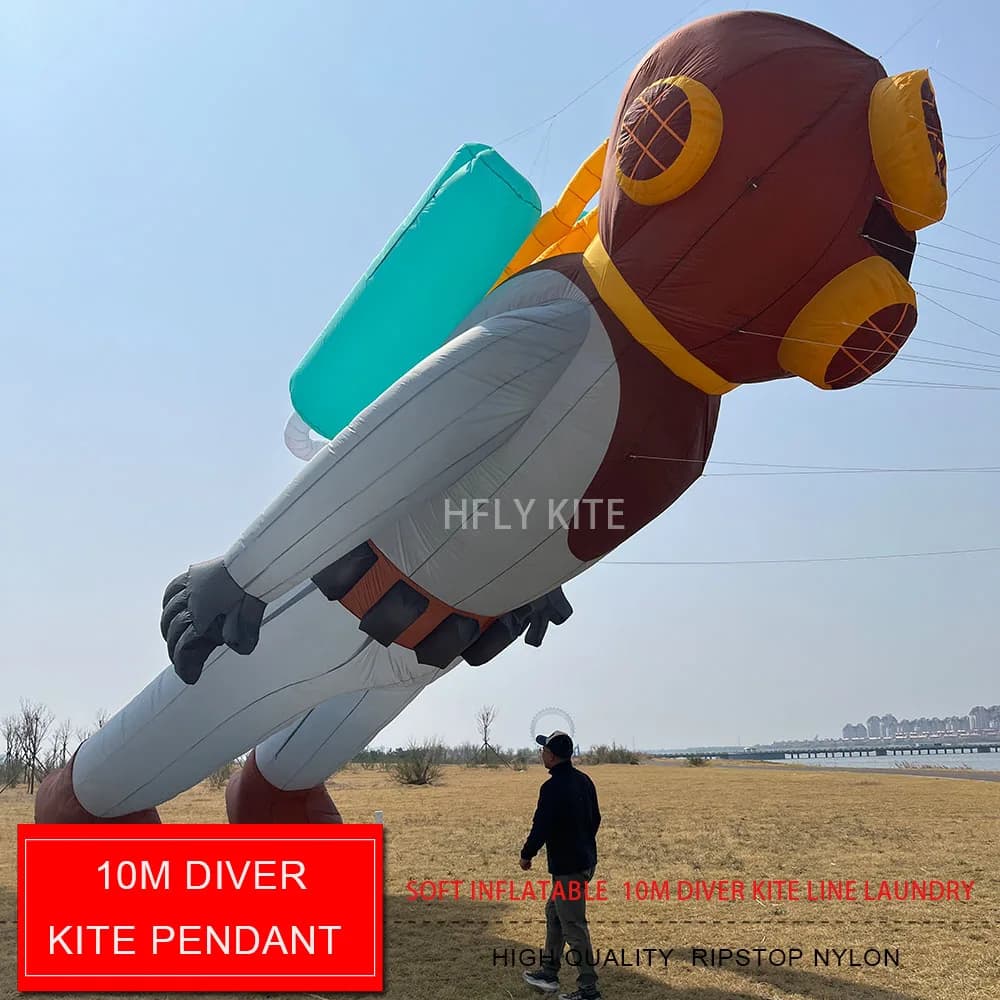 HFLY New Arrival Soft Inflatable Large 10m Diver Kite Line Laundry for Adults High Quality 40D Nylon Show Kites Pendant