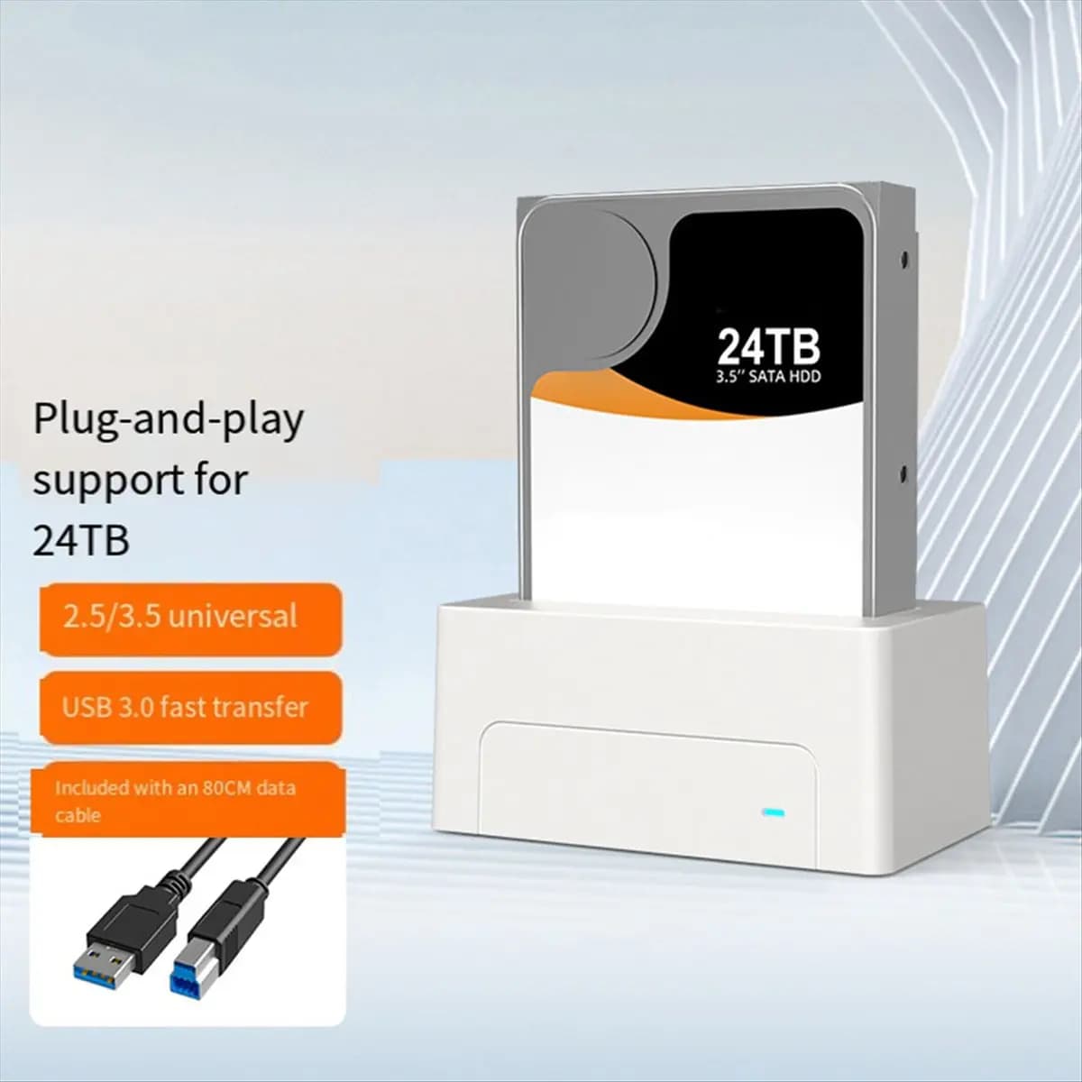Custodia per disco rigido esterno da 2,5/3,5 pollici per custodia per disco SSD HDD da 2,5/3,5 pollici per stazione dock HDD USB 3.0 (USA)