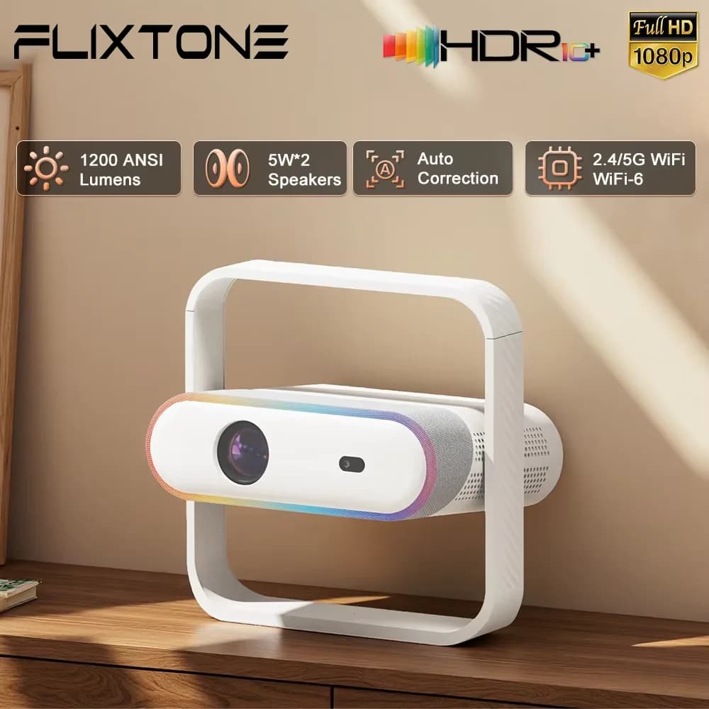 Touyinger Z7 Projector 1080P HD 4K Smart TV 1200 ANSI Lumens Home Theater Video Projector with 360 stand Mini Beam
