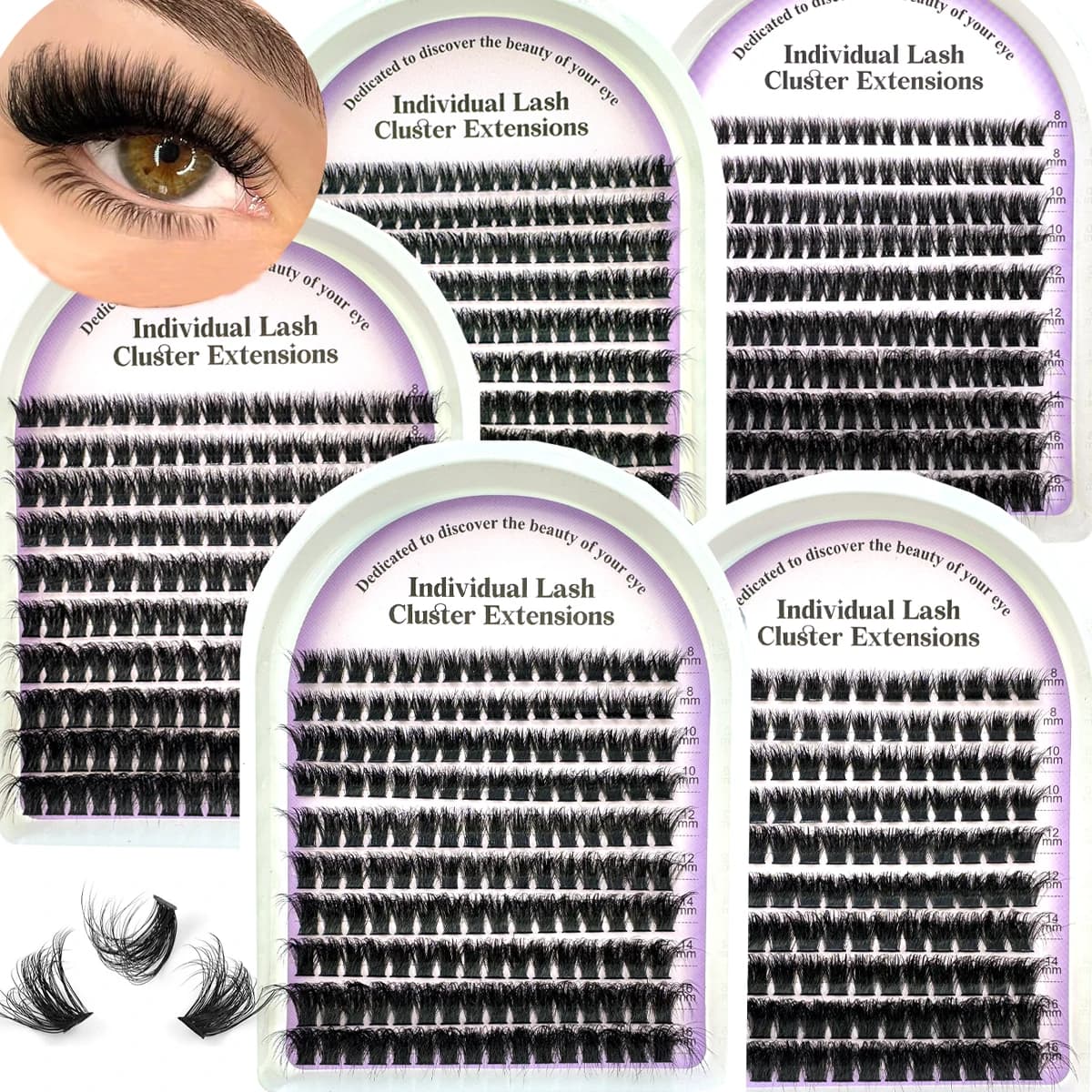 10Rows 5D Fluffy Thick Eyelash Clusters 60-160D D/DD Curl Wispy Individual Lashes 8-16mm Mix Eyelash Extensions False Eyelashes