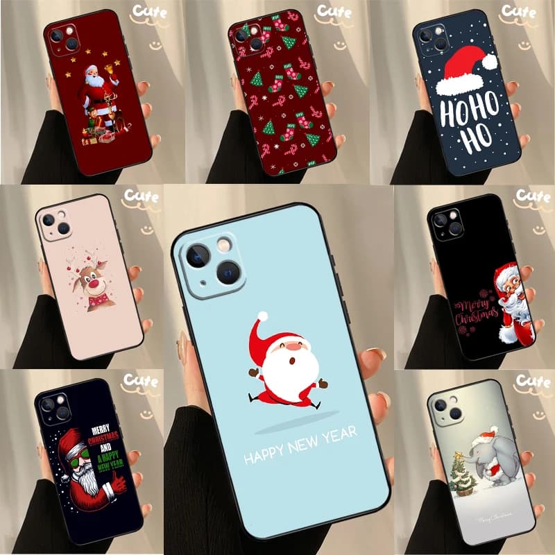 Custodia Protettiva Natalizia a Tema Cartone Animato per iPhone 17 16 15 14 13 11 12 Pro Max Plus 12 13 Mini 17 Air 16e