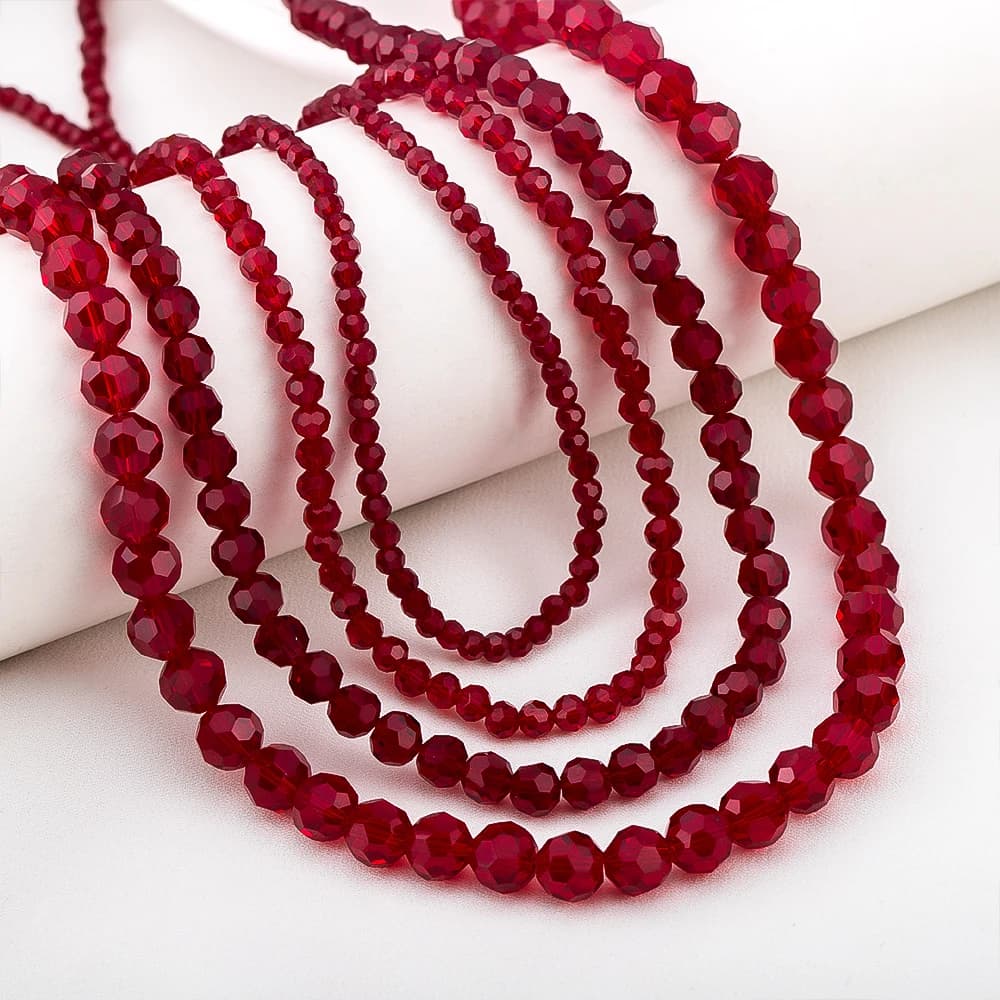 1 filo/lotto di perline di cristallo rosse sfaccettate, perline di vetro a forma di abaco, perline sfuse per la creazione di gioielli, collane fai da te, accessori per braccialetti